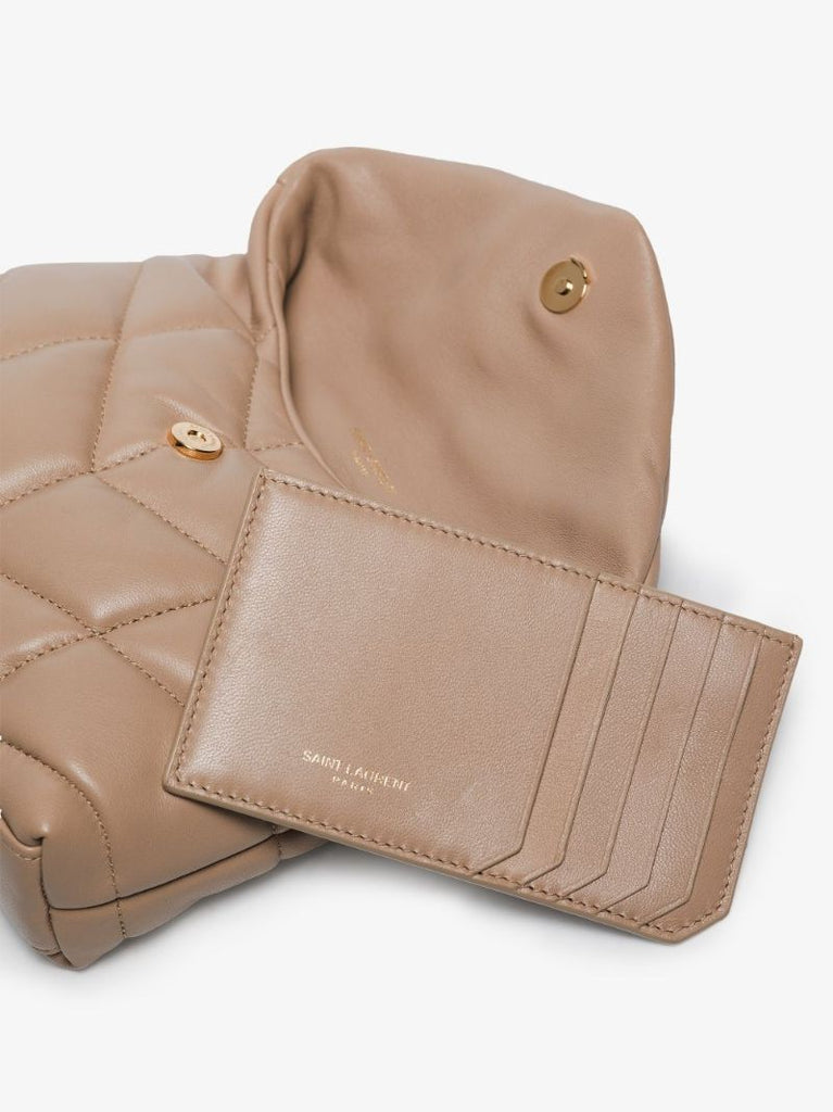 Neutral Puffer Small Leather Pouch Bag
