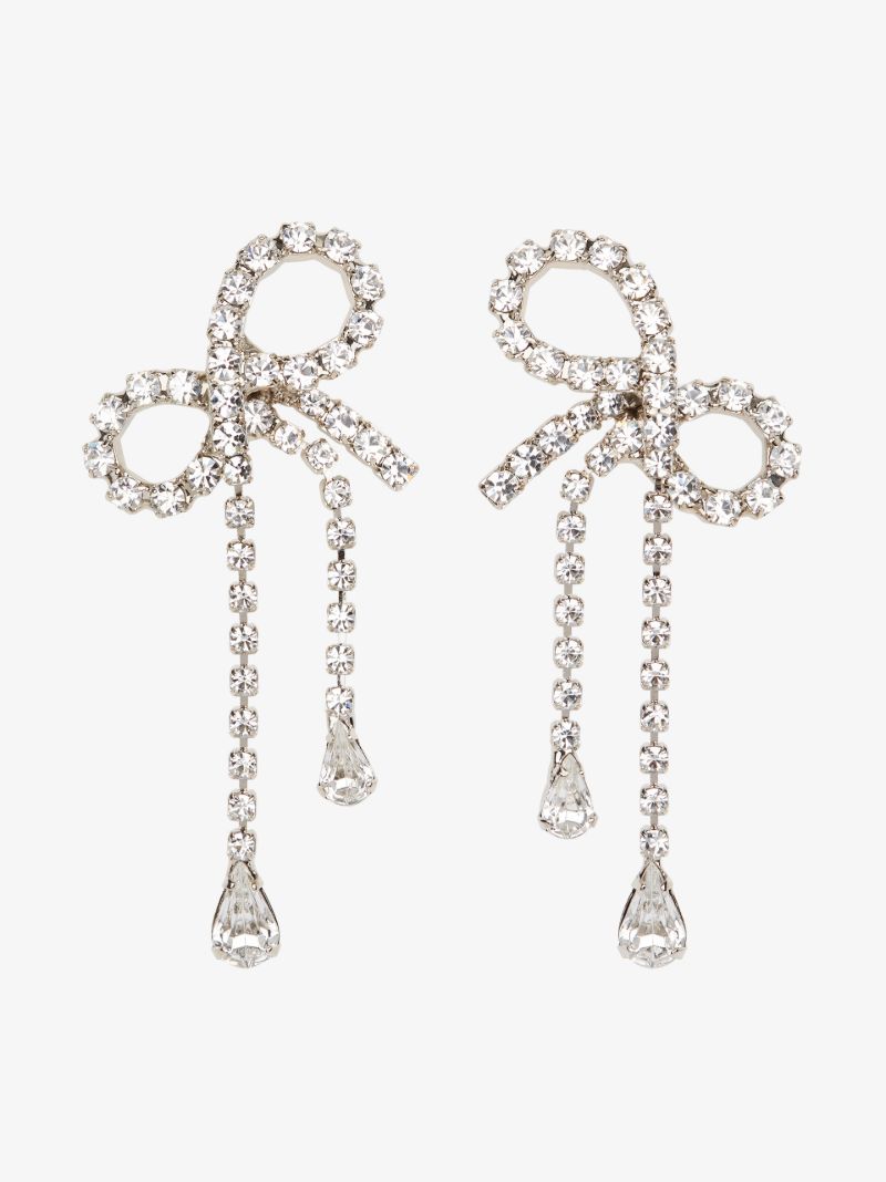 Silver Tone Mirabelle Crystal Bow Earrings
