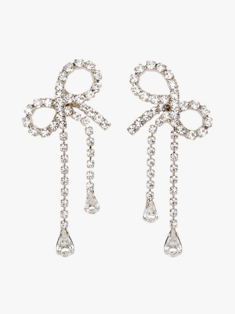 Silver Tone Mirabelle Crystal Bow Earrings