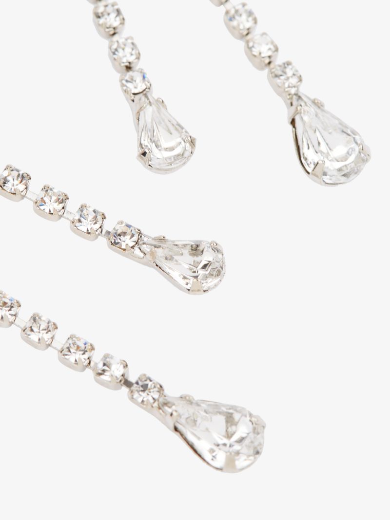 Silver Tone Mirabelle Crystal Bow Earrings