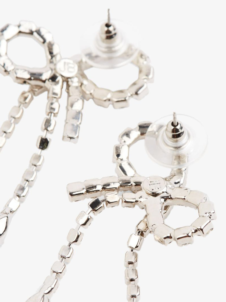 Silver Tone Mirabelle Crystal Bow Earrings