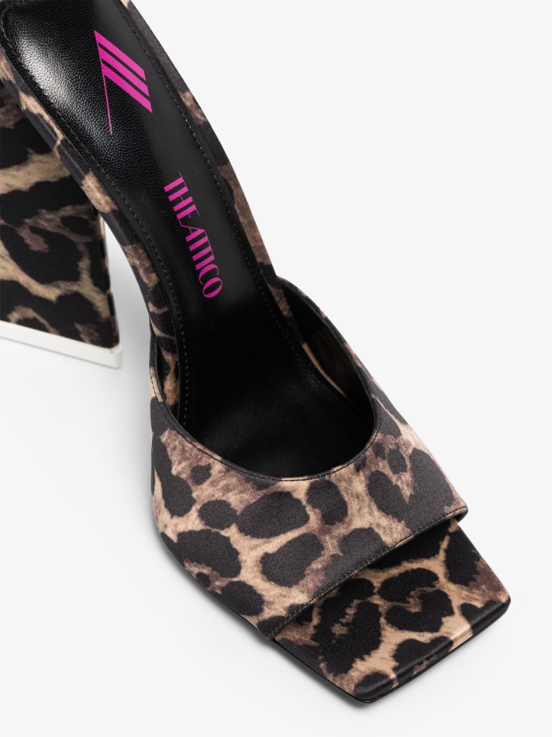 Black Devon 115 Leopard Print Satin Sandals