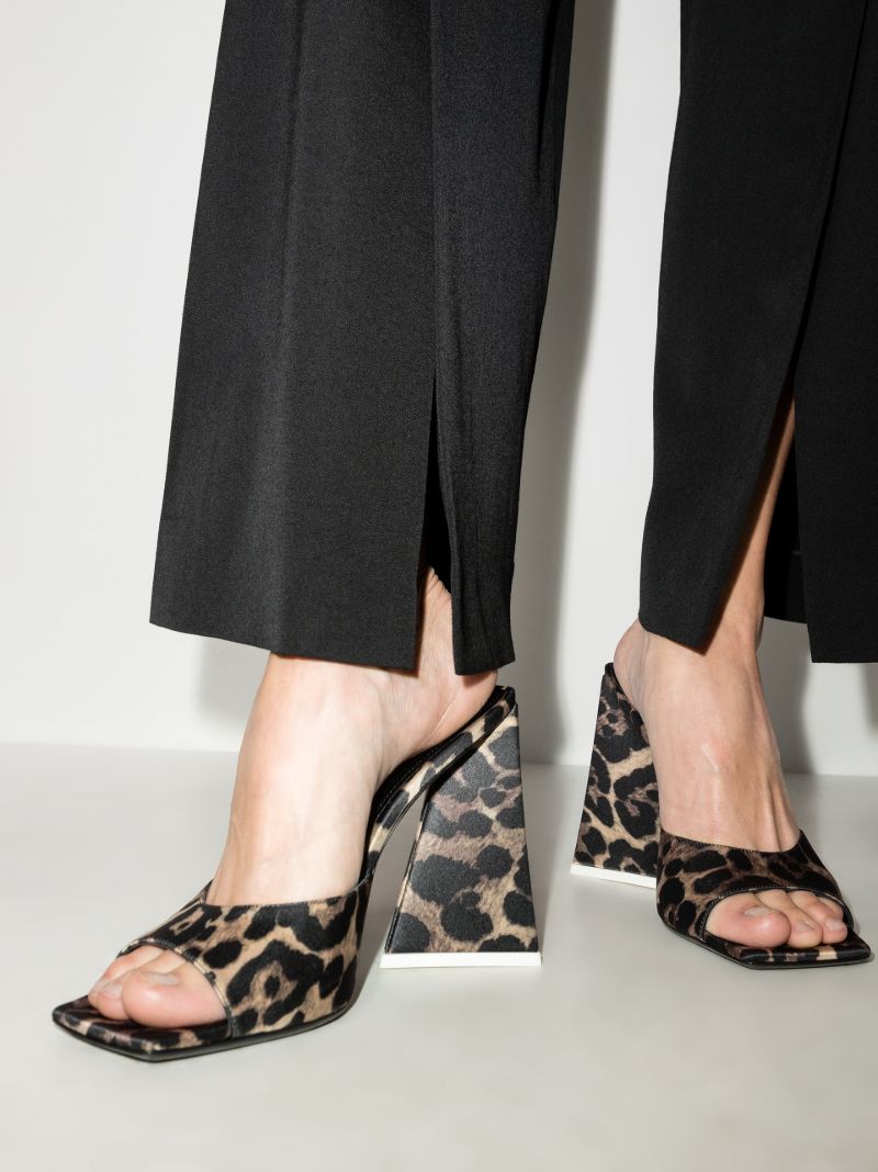 Black Devon 115 Leopard Print Satin Sandals
