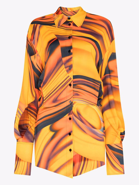 Silvye Printed Mini Shirt Dress