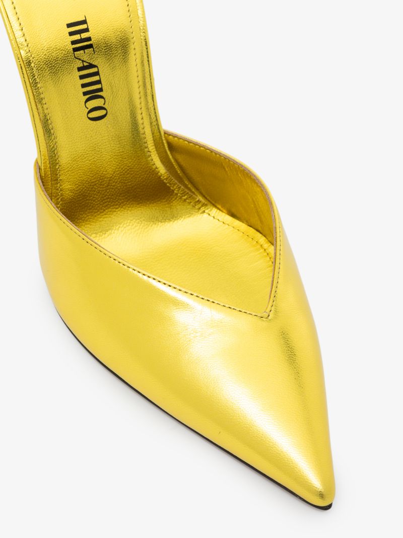 Yellow Perine 105 Metallic Leather Pumps