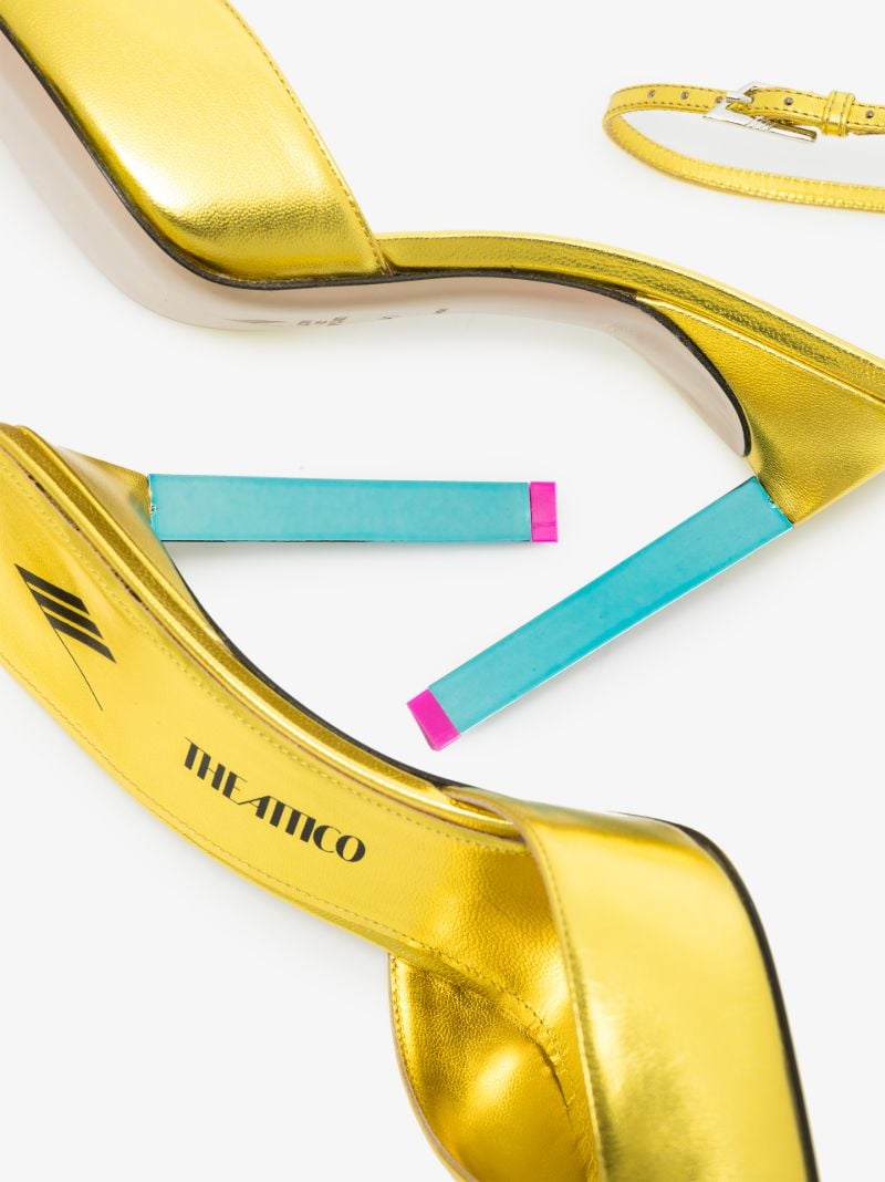 Yellow Perine 105 Metallic Leather Pumps