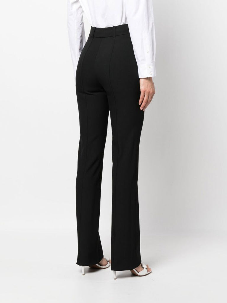 Black High-waisted Flared Trousers