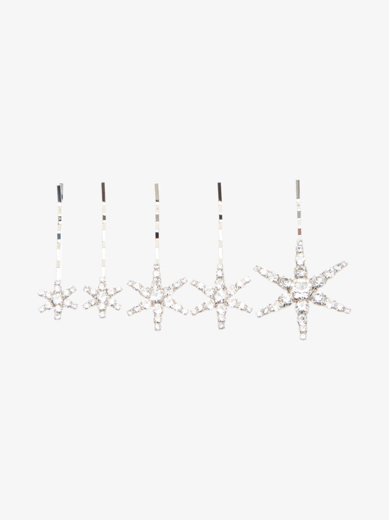 Silver Tone Vespera Crystal Hair Clip Set