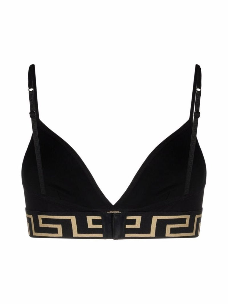 Black Greca Border Cotton Jersey Bralette