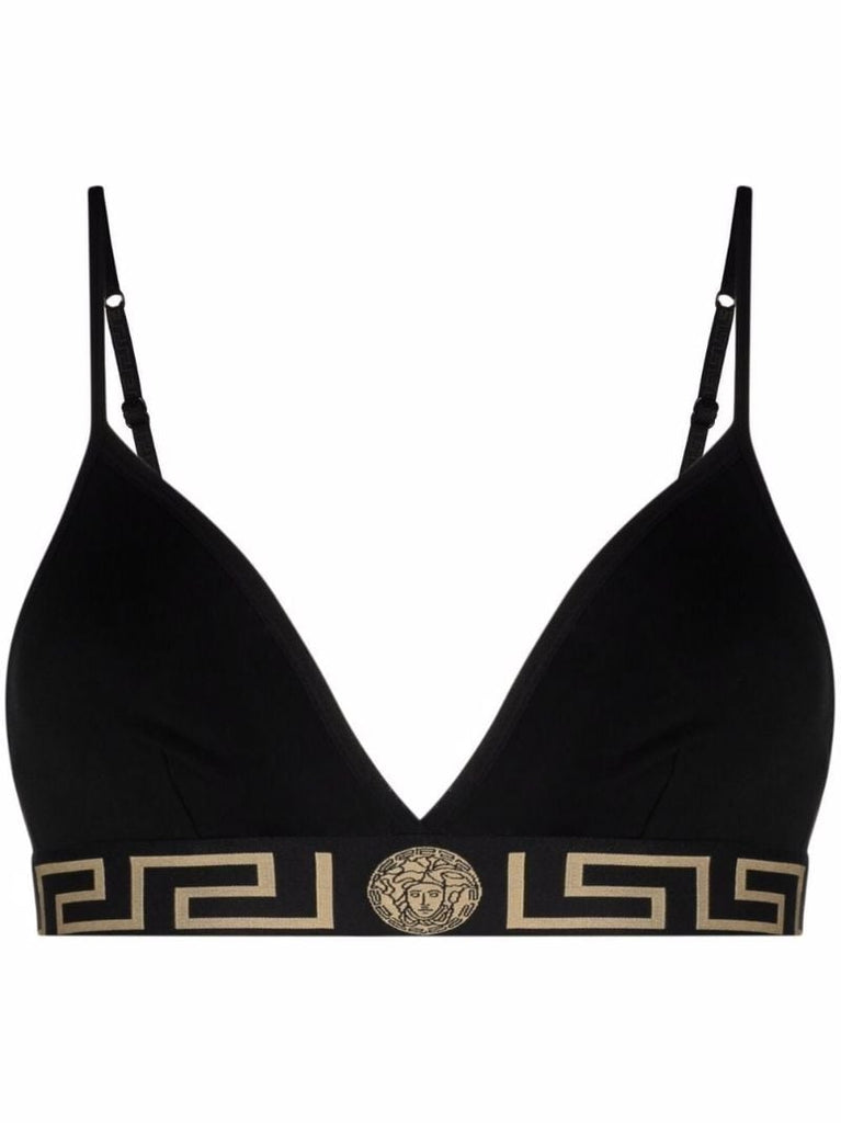 Black Greca Border Cotton Jersey Bralette