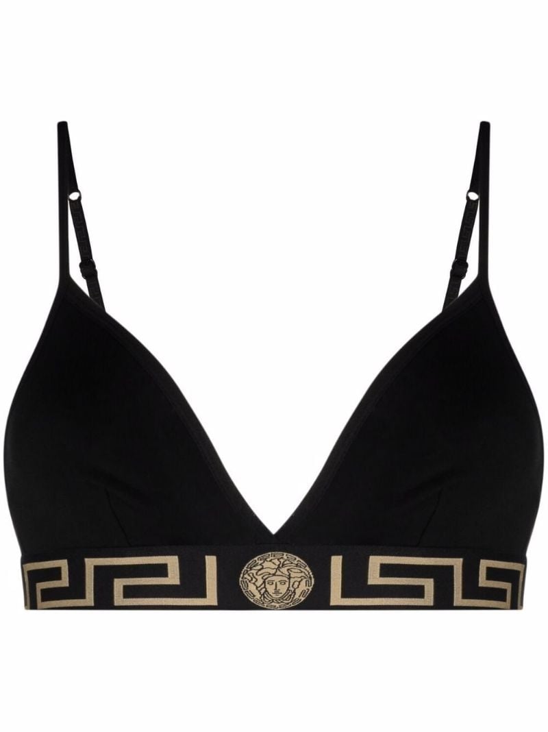 Black Greca Border Cotton Jersey Bralette