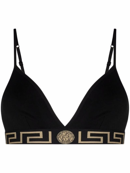Black Greca Border Cotton Jersey Bralette