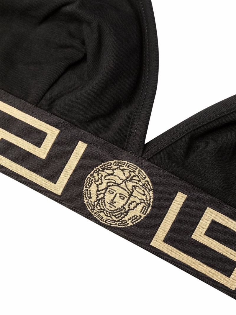 Black Greca Border Cotton Jersey Bralette