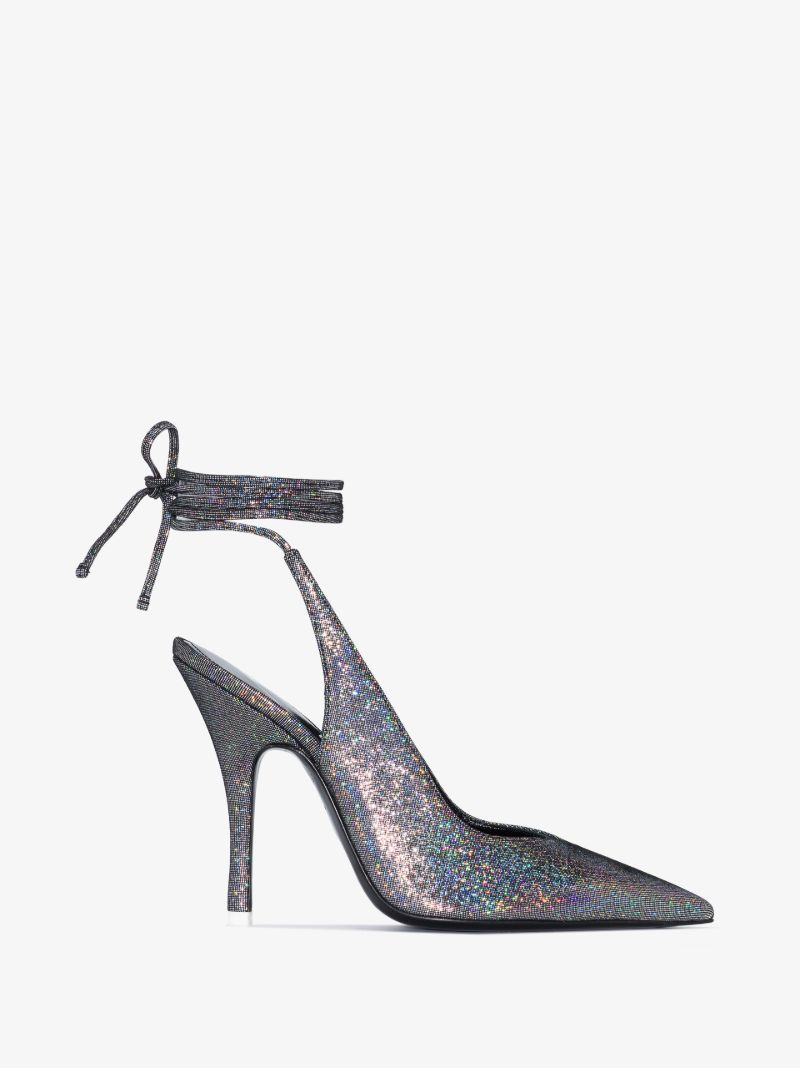 Silver Venus 105 Glitter Leather Pumps