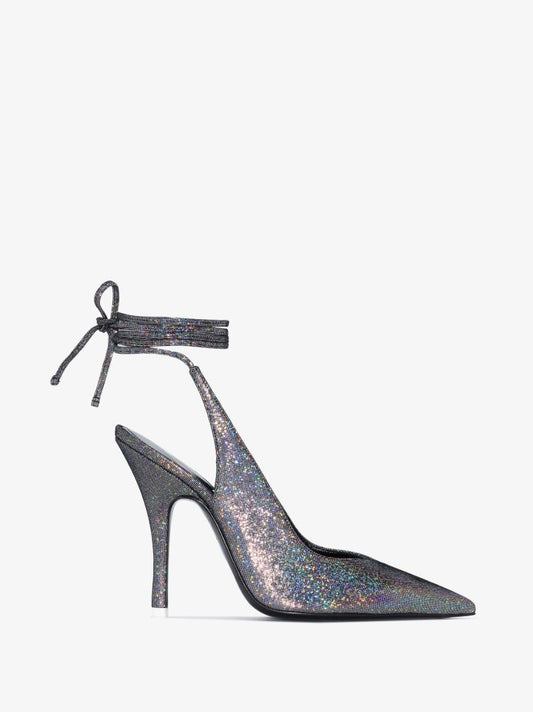 Silver Venus 105 Glitter Leather Pumps
