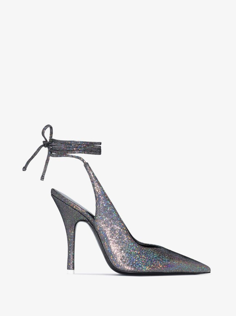 Silver Venus 105 Glitter Leather Pumps