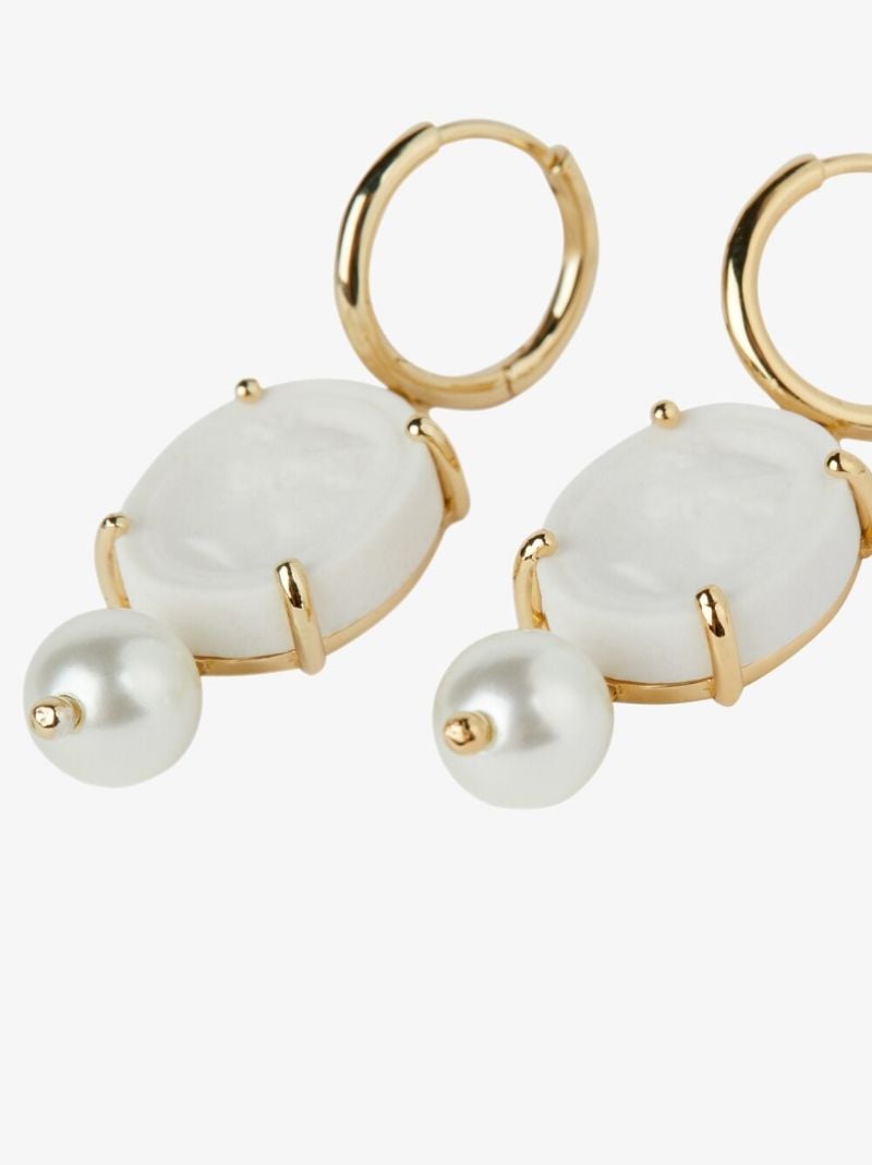 Gold-plated Cameo Drop Earrings