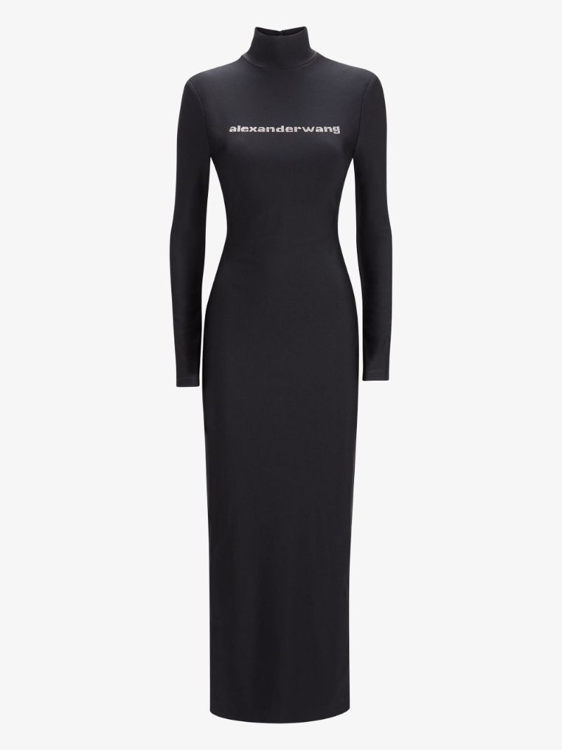 Logo-embellished Long-sleeve Maxi Dress
