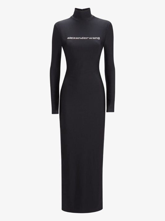 Logo-embellished Long-sleeve Maxi Dress