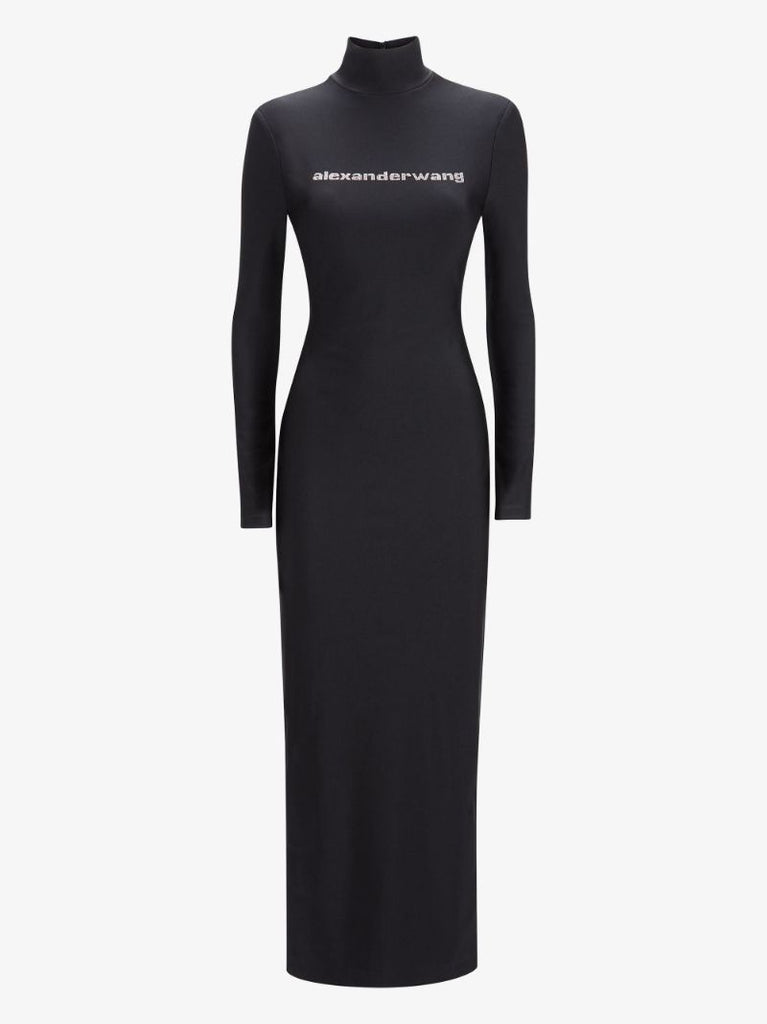 Logo-embellished Long-sleeve Maxi Dress