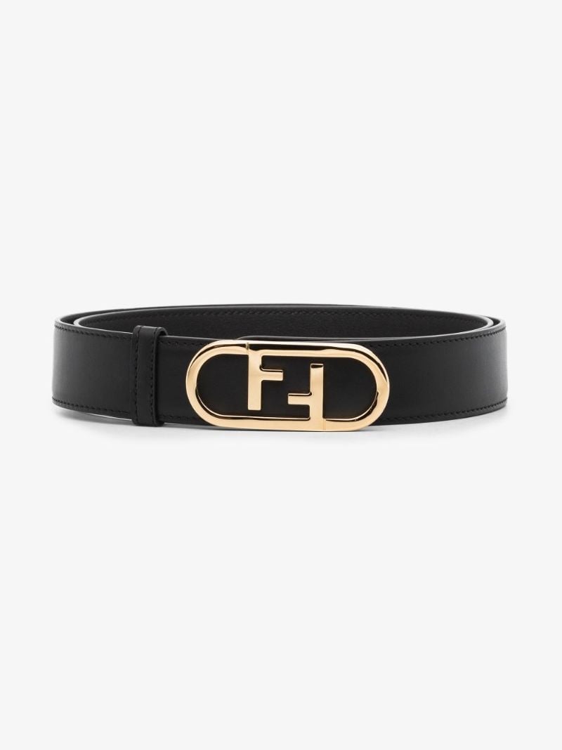 Black Ff Logo Leather Belt