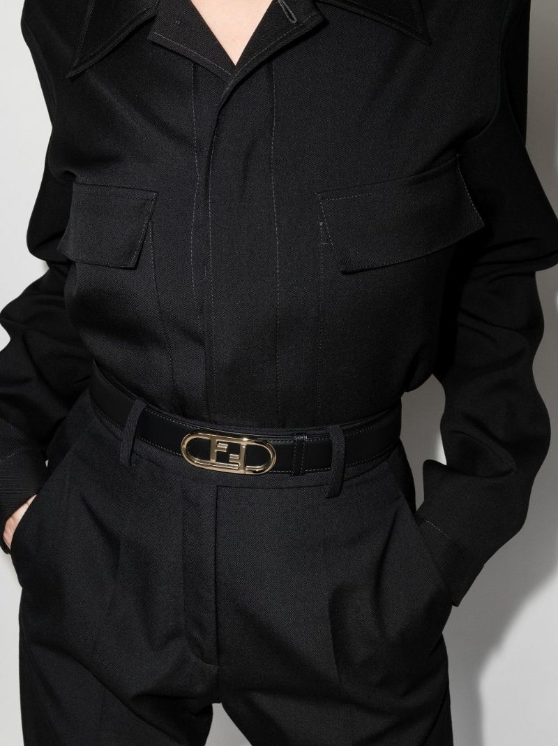 Black Ff Logo Leather Belt
