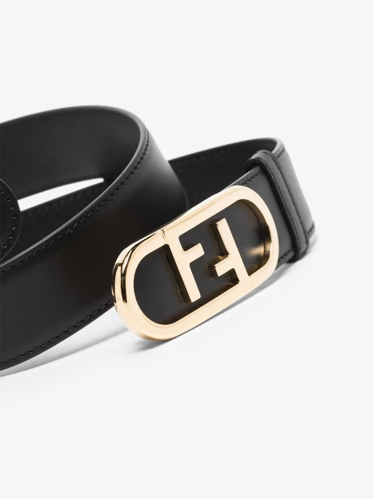 Black Ff Logo Leather Belt