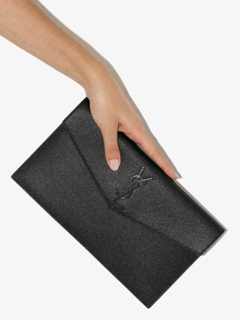 Black Uptown Medium Leather Clutch Bag