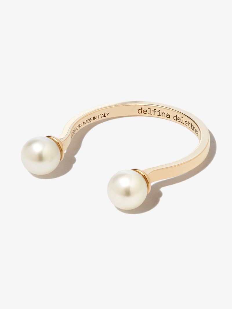 18k Yellow Gold Double Pearl Ring