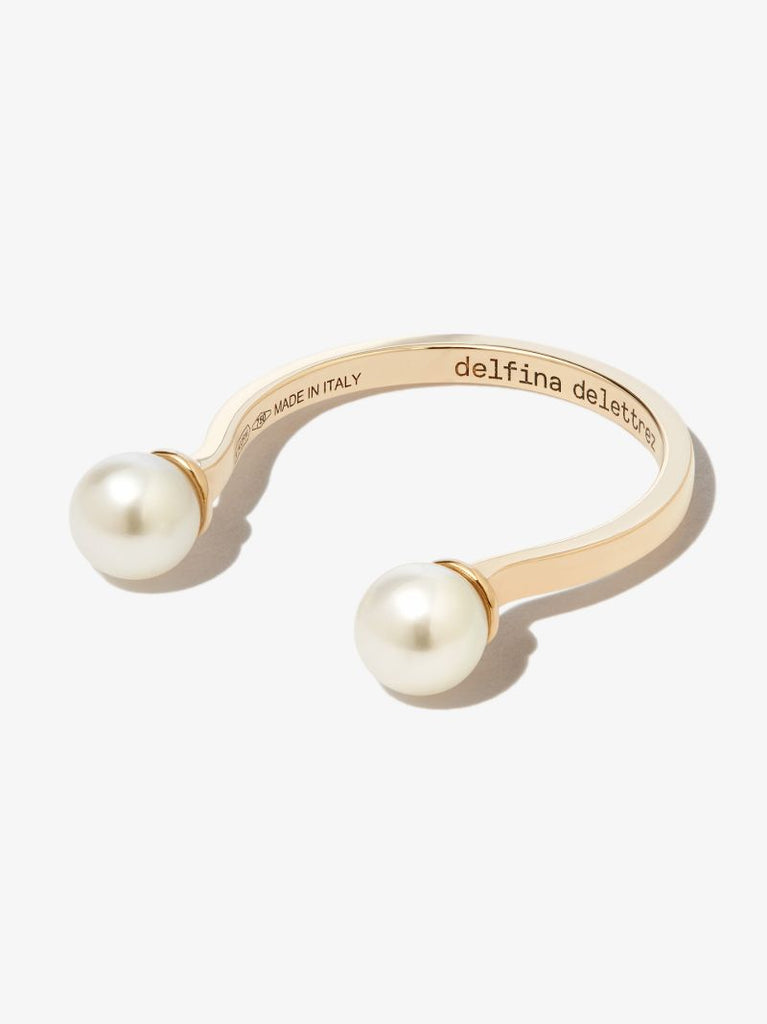 18k Yellow Gold Double Pearl Ring