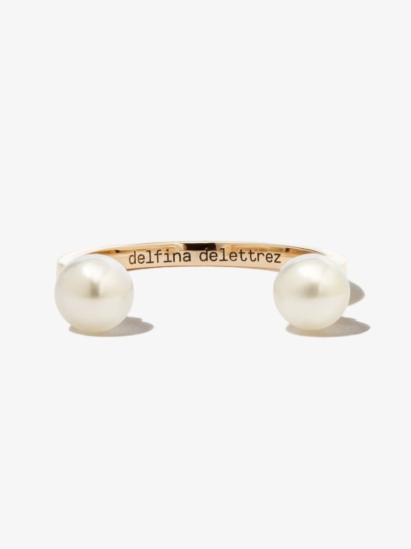 18k Yellow Gold Double Pearl Ring