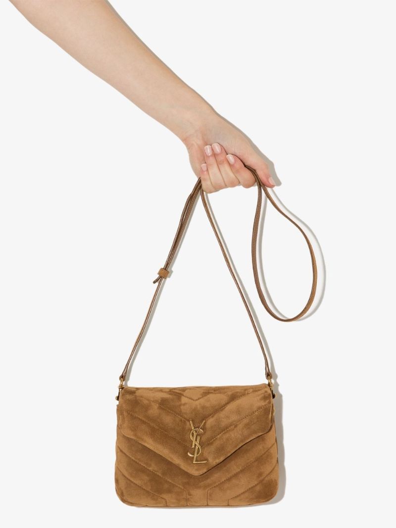 Neutral Loulou Toy Suede Shoulder Bag