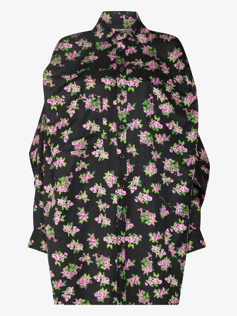 Pixel Floral-print Shirt