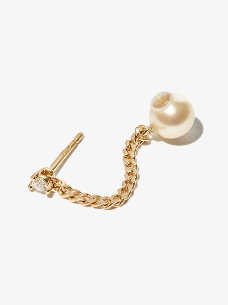 18k Yellow Gold Unchain My Art Pearl and Diamond Single Earring