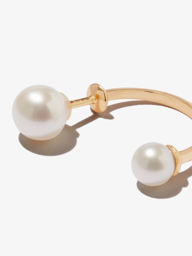 18k Yellow Gold Double Pearl Single Earring