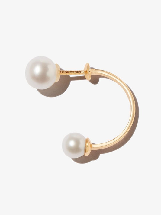 18k Yellow Gold Double Pearl Single Earring