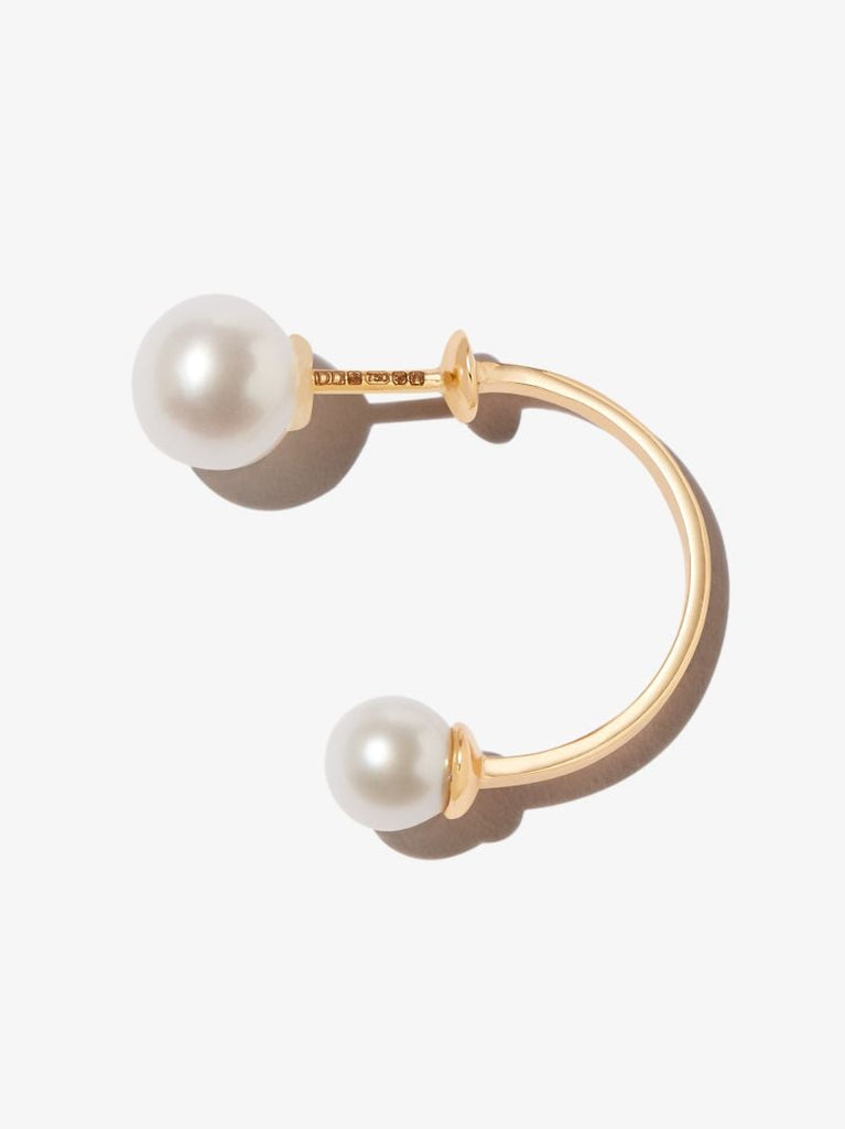 18k Yellow Gold Double Pearl Single Earring