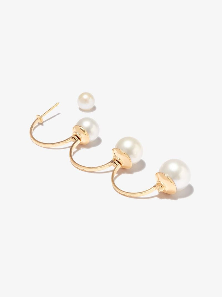 18k Yellow Gold Multi-pearl Single Drop Earring