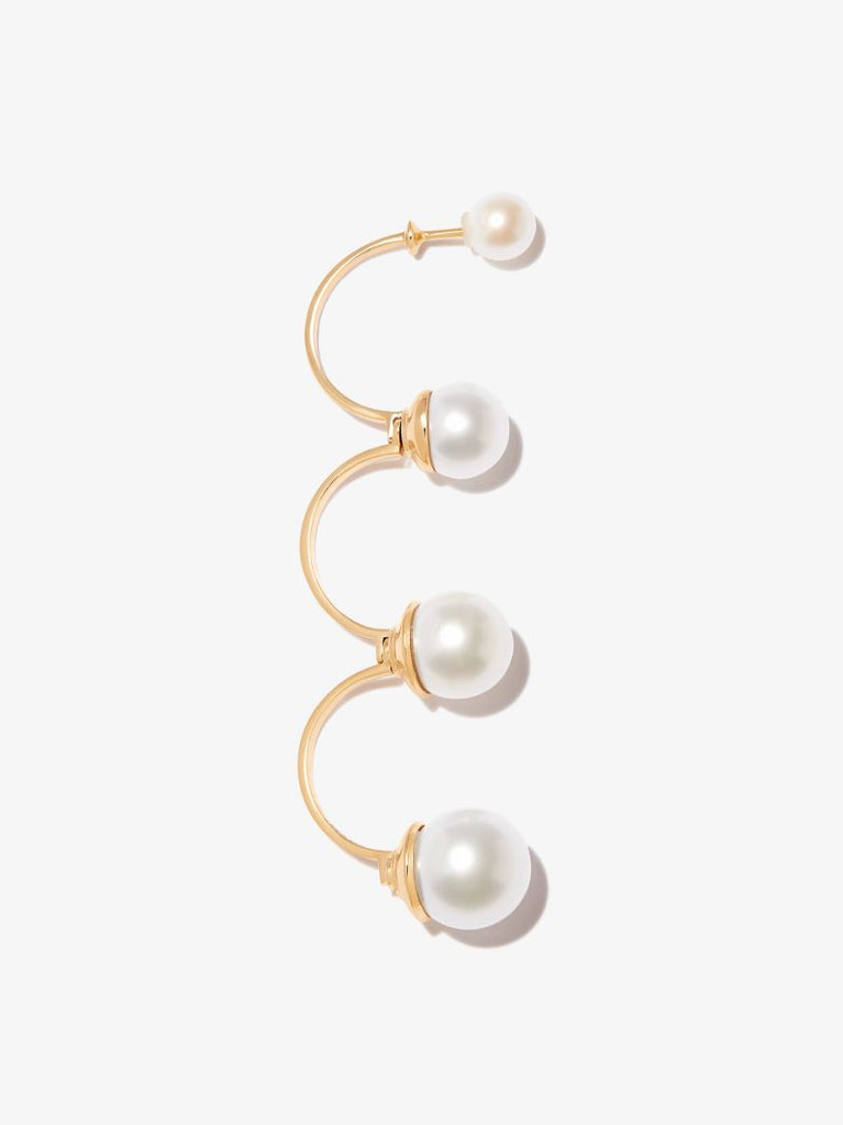 18k Yellow Gold Multi-pearl Single Drop Earring