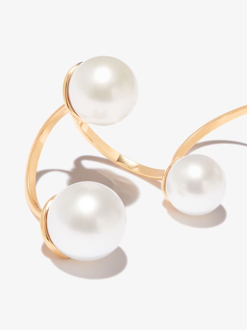 18k Yellow Gold Multi-pearl Single Drop Earring