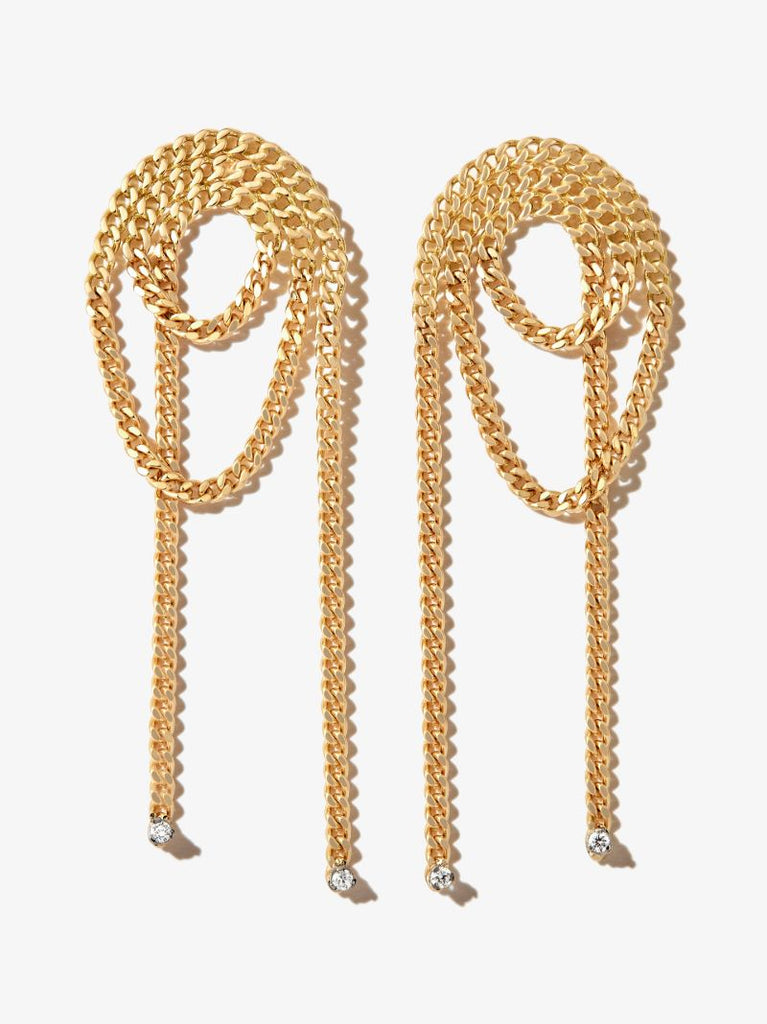18k Yellow Gold Unchain My Art Loop Diamond Drop Earrings