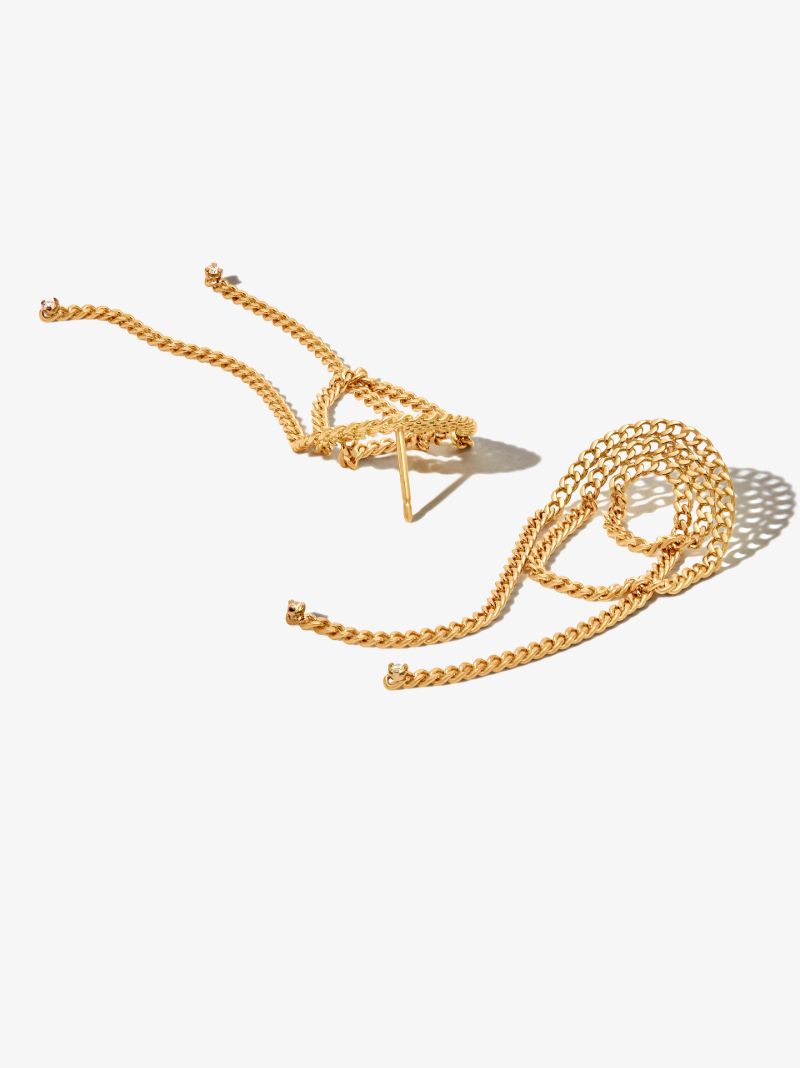 18k Yellow Gold Unchain My Art Loop Diamond Drop Earrings