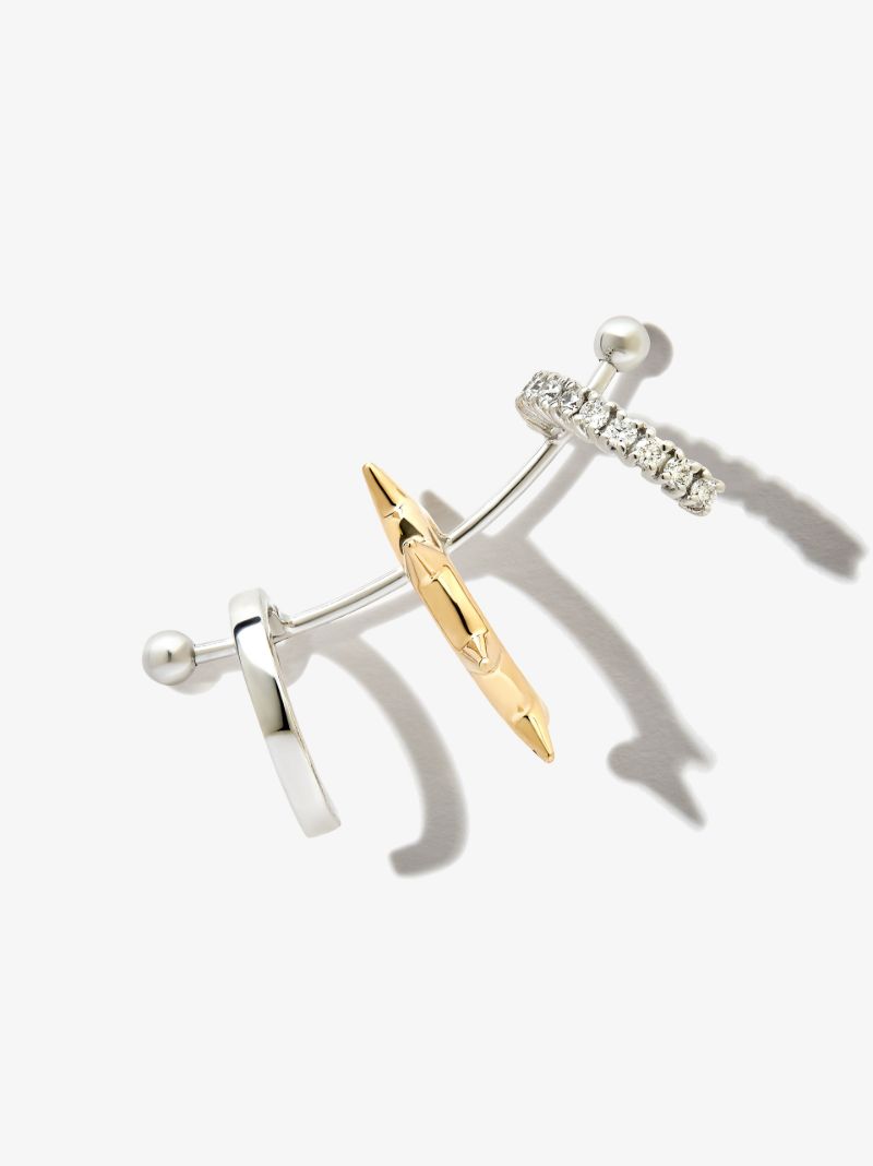18k White Gold 1987 Diamond Single Ear Cuff