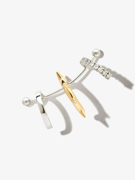 18k White Gold 1987 Diamond Single Ear Cuff