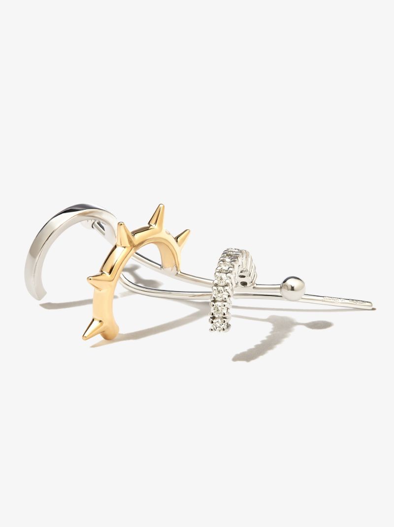 18k White Gold 1987 Diamond Single Ear Cuff
