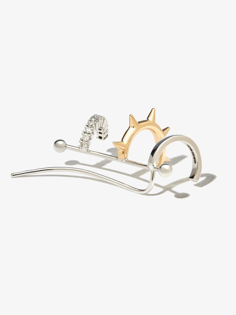 18k White Gold 1987 Diamond Single Ear Cuff
