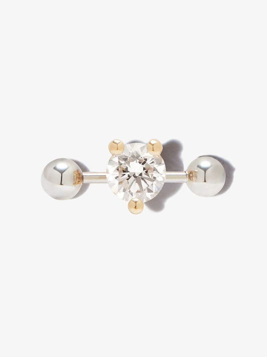18k Yellow Gold Two in One Diamond Single Stud Earring