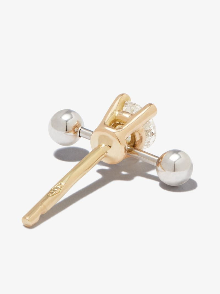 18k Yellow Gold Two in One Diamond Single Stud Earring