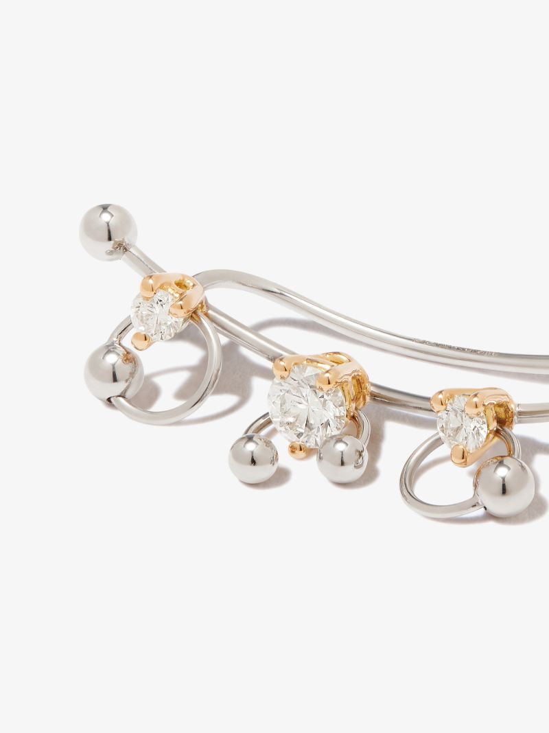 18k White and Yellow Gold Two in One Triple Diamond Ear Cuff