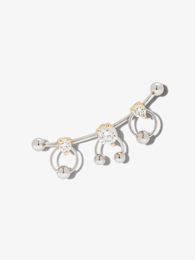 18k White and Yellow Gold Two in One Triple Diamond Ear Cuff